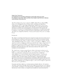 Supervisory Statement Determination of Depository Institution and Credit