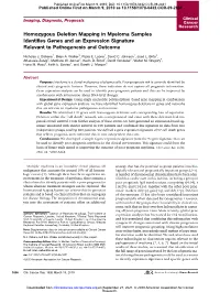 Homozygous Deletion Mapping in Myeloma Samples Identifies Genes and an Expression Signature Relevant to Pathogenesis and Outcome