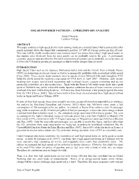 Solar-Powered Vactrain – a Preliminary Analysis
