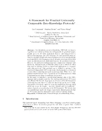 A Framework for Practical Universally Composable Zero-Knowledge Protocols?