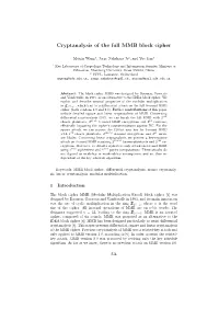 Cryptanalysis of the Full MMB Block Cipher