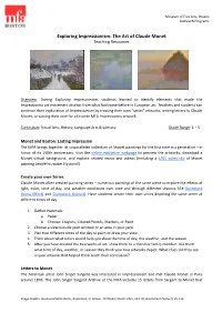 Exploring Impressionism: the Art of Claude Monet Teaching Resources