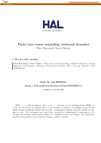 Finite Type Coarse Expanding Conformal Dynamics Peter Ha¨Issinsky, Kevin Pilgrim