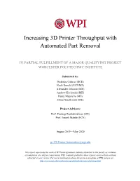 Increasing 3D Printer Throughput with Automated Part Removal