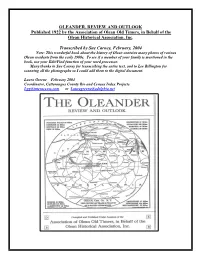 OLEANDER, REVIEW and OUTLOOK Published 1922 by the Association of Olean Old Timers, in Behalf of the Olean Historical Association, Inc