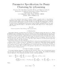 Parameter Specification for Fuzzy Clustering by Q-Learning