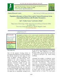 Population Dynamics of Insect Pests and Its Natural Enemieson Grain Amaranthin Relation with Weather Parameters
