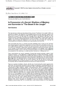Rhythms of Mastery and Surrender in "The Beast in the Jungle"