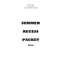 2019 Summer Recess Packet
