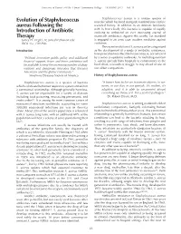Evolution of Staphylococcus Aureus Following the Introduction