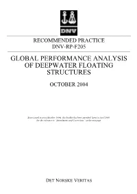 Global Performance Analysis of Deepwater Floating Structures
