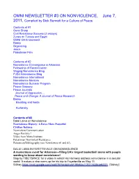 June 7, 2011, Newsletter #3 on Nonviolence