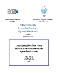 Lessons Learned from Tokyo Subway Sarin Gas Attack and Countermeasures Against Terrorist Attacks