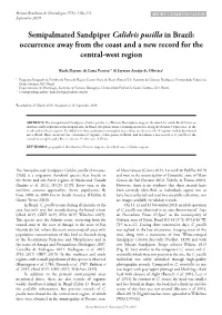 Semipalmated Sandpiper Calidris Pusilla in Brazil: Occurrence Away from the Coast and a New Record for the Central-West Region