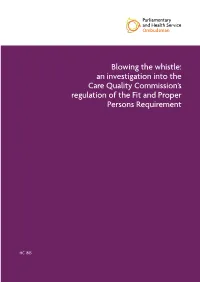 Blowing the Whistle: a Failure of the Care Quality Commission to Ensure