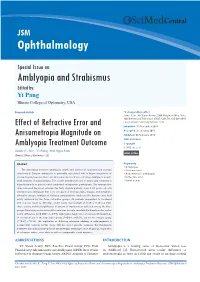 Effect of Refractive Error and Anisometropia Magnitude on Amblyopia Treatment Outcome