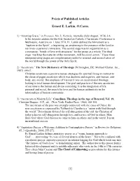 Précis of Published Articles of Ernest E. Larkin, O.Carm