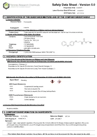 Safety Data Sheet - Version 5.0 Preparation Date 4/3/2017 Latest Revision Date (If Revised) 4/13/2021 SDS Expiry Date 4/11/2024
