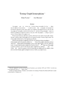 Testing Graph Isomorphism ∗