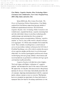 57 Clay Shirky. Cognitive Surplus: How Technology Makes