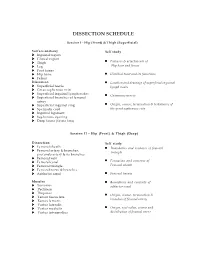 Dissection Schedule