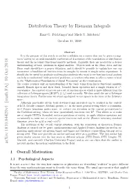 Distribution Theory by Riemann Integrals Arxiv:1810.04420V1