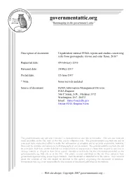 FEMA Reports and Studies Concerning Risks from Geomagnetic Storms and Solar Flares, 2010*