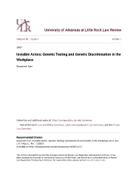 Genetic Testing and Genetic Discrimination in the Workplace
