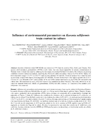 Influence of Environmental Parameters on Karenia Selliformis Toxin Content in Culture