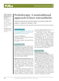Prolotherapy: a Nontraditional Approach to Knee Osteoarthritis