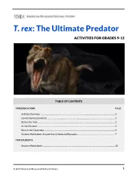 T. Rex: the Ultimate Predator Activity for Grades 9-12