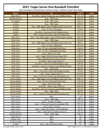 2021 Topps Series One Checklist Baseball