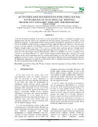 Activities and Suggestions for Using Social