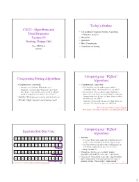 CS221: Algorithms and Data Structures Lecture #4 Sorting