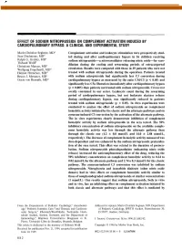 Effect of Sodium Nitroprusside on Complement Activation Induced by Cardiopulmonary Bypass: a Clinical and Experimental Study