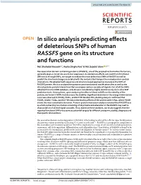 In Silico Analysis Predicting Effects of Deleterious Snps of Human