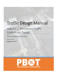 PBOT Traffic Design Manual Volume 1