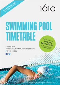 Swimming Pool Timetable