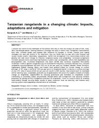 Tanzanian Rangelands in a Changing Climate: Impacts, Adaptations and Mitigation