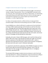 A Highly Controversial Case of Espionage—A Summary June 19
