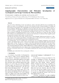 Ampelographic Characteristics and Molecular Investigation of Azerbaijani Local Grape Varieties by Microsatellites