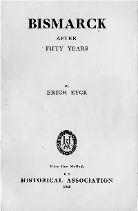 Bismarck After Fifty Years