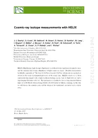 Cosmic-Ray Isotope Measurements with HELIX