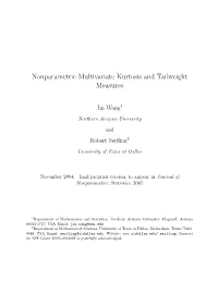 Nonparametric Multivariate Kurtosis and Tailweight Measures