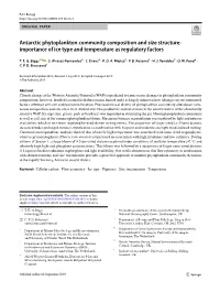 Antarctic Phytoplankton Community Composition and Size Structure: Importance of Ice Type and Temperature As Regulatory Factors