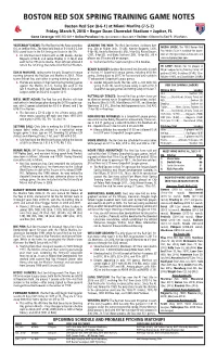 Boston Red Sox Spring Training Game Notes