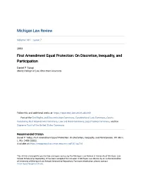 First Amendment Equal Protection: on Discretion, Inequality, and Participation