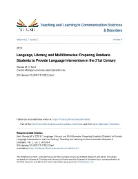 Language, Literacy, and Multiliteracies: Preparing Graduate Students to Provide Language Intervention in the 21St Century