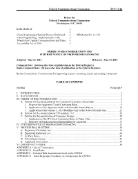 Order on Reconsideration and Further Notice of Proposed Rulemaking