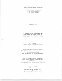 A Summary of the Occurrence and Development of Ground Water in the Southern High Plains of Texas